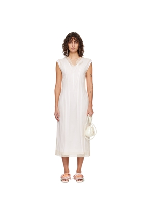 Simone Rocha White & Beige Layered Liquid Lace Trim Midi Dress