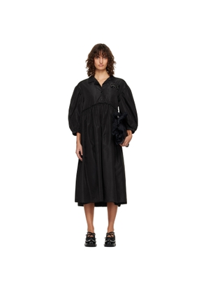 Simone Rocha Black Embellished Signature Smock Shirt Midi Dress