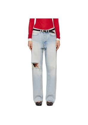 TONYWACK Blue Distressed Loose Straight Jeans