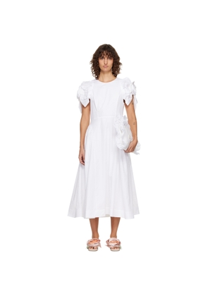 Simone Rocha White Rose Puff Sleeve Hip Midi Dress