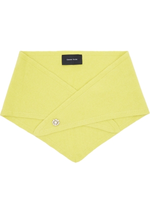 Simone Rocha Green Embellished Cashmere Neckerchief Scarf