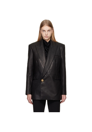 BALMAIN Black Tailored Lambskin Long Blazer