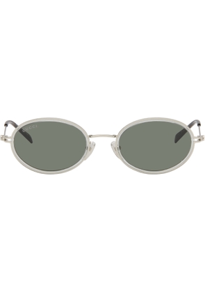 Gucci Gray & Silver GG Logo Tiny Sunglasses