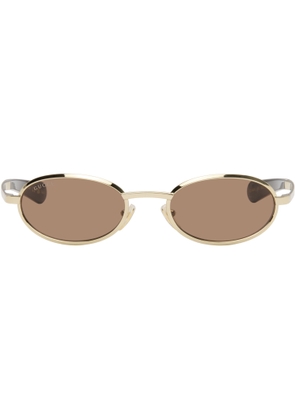 Gucci Gold Oval Frame Sunglasses