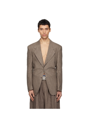 ERL Beige 3 Button Tailored Blazer