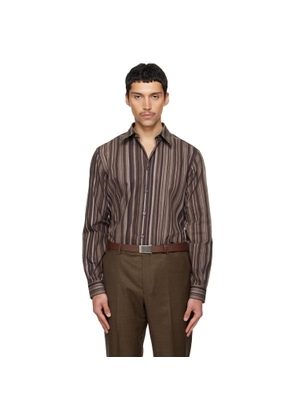 Paul Smith Brown 'Painted Signature Stripe' Print Cotton Shirt