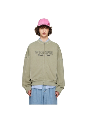 Martine Rose Green Zip Up Crew Sweatshirt