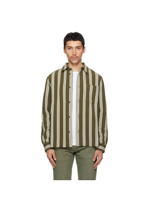 Paul Smith Khaki Cotton-Blend Jersey Stripe Shirt