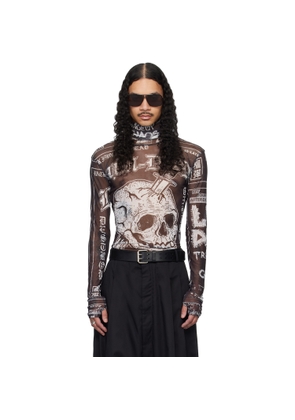 LU'U DAN Black Masked Mesh Top