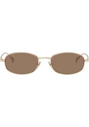 Gucci Gold Oval Frame Sunglasses