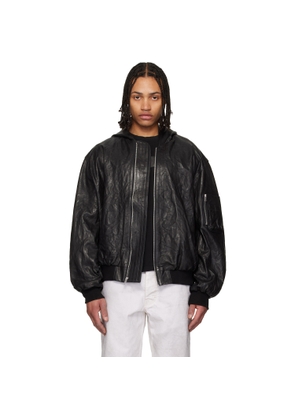 ALEXANDER DIGENOVA Black Leather Hooded Jacket
