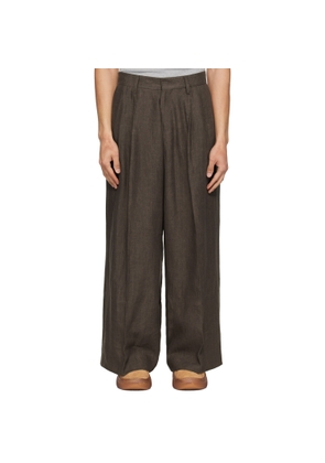 ERL Brown Pleated Suit Trousers