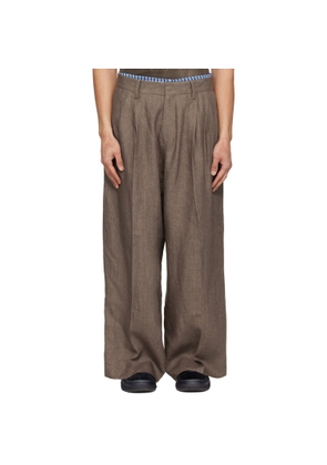 ERL Beige Pleated Suit Trousers