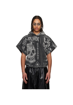 LU'U DAN Gray Half Hoodie