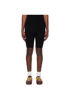 Dries Van Noten Black Rib Knit Biker Shorts