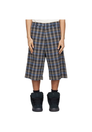 ERL Gray & Blue Check Shorts