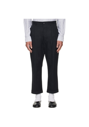 AMI Paris Black Cotton Carrot Oversized Trousers