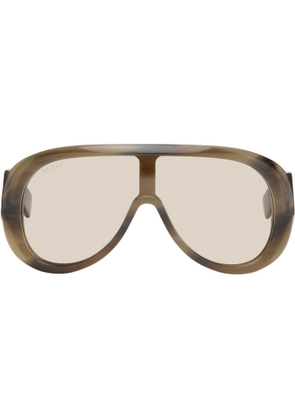 Gucci Brown Rectangular Frame Sunglasses