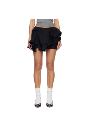 SHUSHU/TONG Navy Asymmetrical Bow & Ruffle Miniskirt