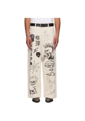 LU'U DAN Off-White Blue Collar Jeans