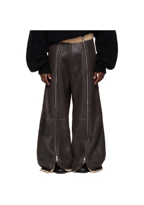 LU'U DAN SSENSE Exclusive Brown Shearling Flight Pants