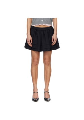 SHUSHU/TONG Navy Tuck Detail Pleated Miniskirt