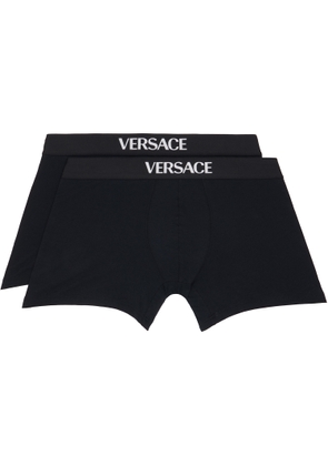 Versace Two-Pack Black Cotton-Jersey Long Boxer Briefs