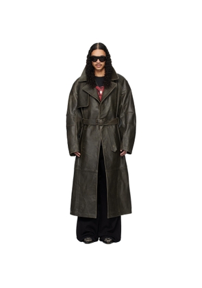 LU'U DAN Khaki Bastard Military Leather Trench Coat
