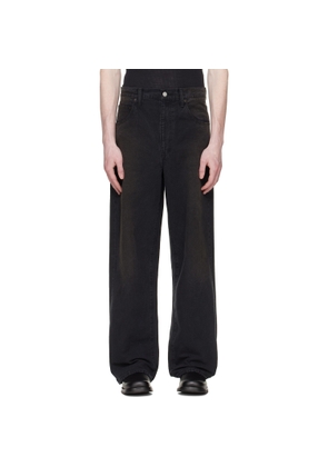 ssstein Black Sulfur Dyed Oxford Vintage Wide Trousers