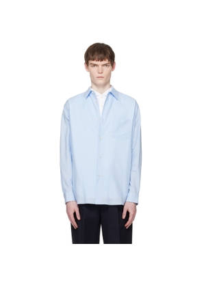 ssstein Blue Cotton Silk Oversized Regular Collar Shirt