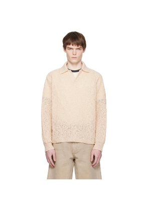 COOR Off-White Crochet Collar Knit Polo