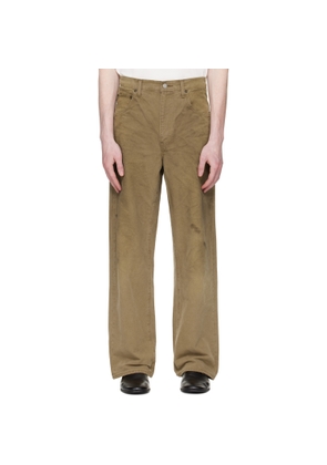 ssstein Khaki Sulfur Dyed Oxford Vintage Wide Trousers