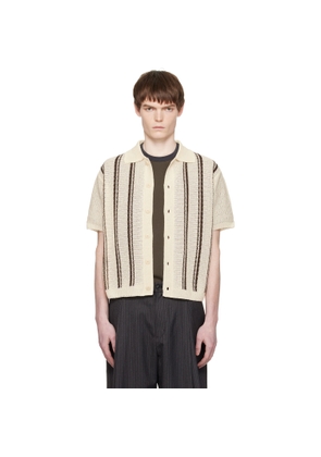 COOR Off-White Double Pin Striped Half Cardigan Shirt