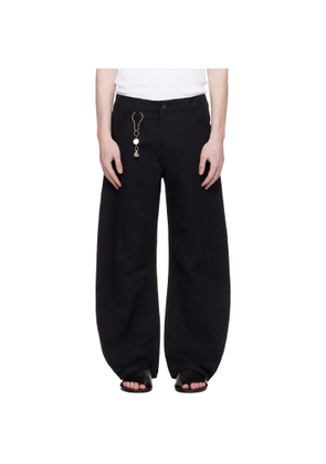 COOR Black Deep Curved Cotton Blend Trousers