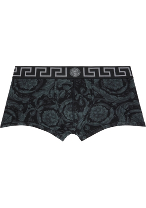 Versace Black & Gray Printed Jacquard Cotton-Jersey Boxer Briefs