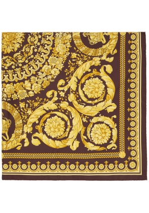 Versace Burgundy & Yellow Silk Twill Scarf