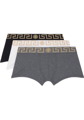 Versace Three-Pack Black & White Cotton-Jersey Boxer Briefs