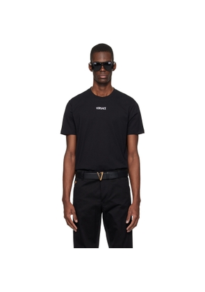 Versace Black Embroidered Cotton-Jersey Slim T-shirt