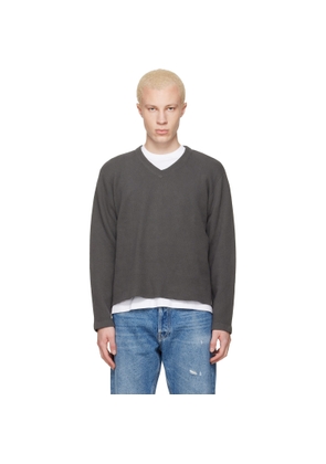 Lady White Co. Gray Cropped V-Neck Sweater