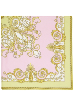 Versace Pink Printed Silk Twill Scarf