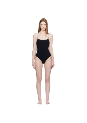 Burberry Black Check Trim Swimsuit
