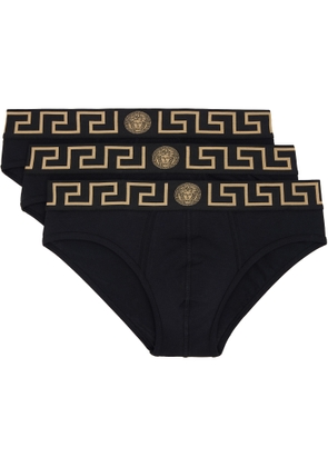 Versace Three-Pack Black Cotton-Jersey Briefs