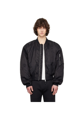 Entire Studios Black Cropped Broad Bomber Jacket