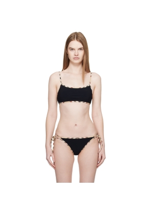 Burberry Black Check Trim Bikini Top