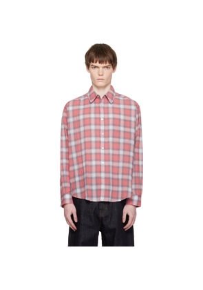 COOR Red Seersucker Ombre Checkered Shirt