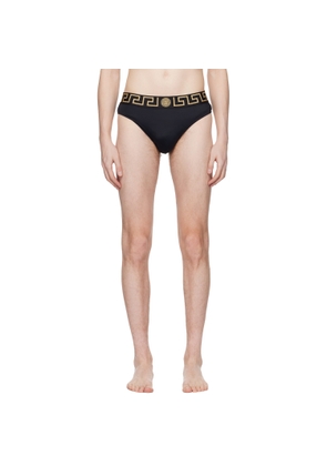Versace Black Nylon-Blend Swim Briefs