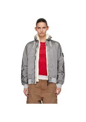 Stone Island Gray 4100064 Nylon Metal ECONYL Watro-TC Bomber Jacket