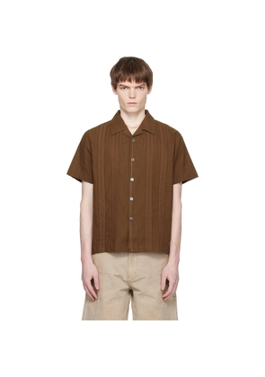 COOR Brown Guayabera Tape Half Shirt