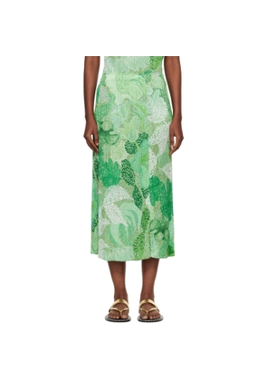 PLEATS PLEASE ISSEY MIYAKE Green Foggy Forest Midi Skirt