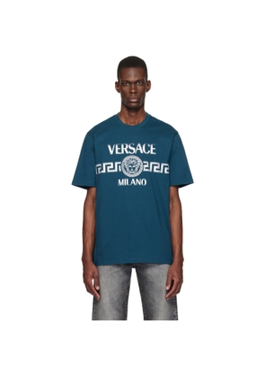 Versace Navy Printed Cotton-Jersey Regular T-shirt